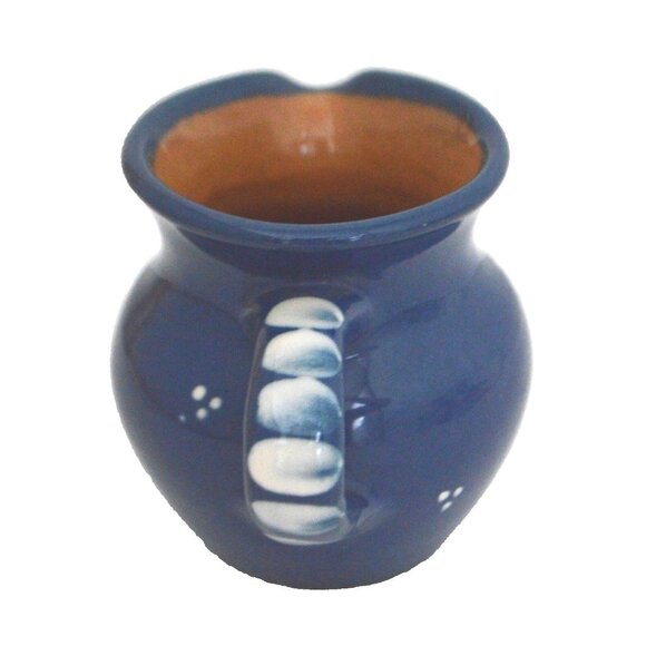 Baumann Gruyeres Cream Pitcher Cobalt Blue with White Flowers Switzerland - Picture 2 of 9